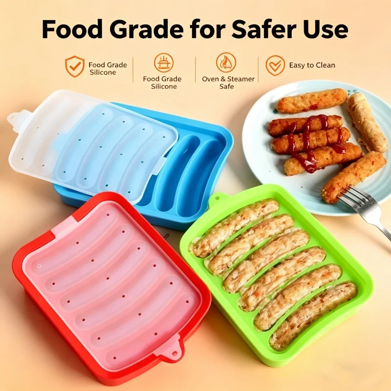 Baby Food Dogs - Forma silikonowa do kiełbas z pokrywką,