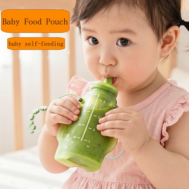 Baby Food Pouches 1 Year Old - Silikonowy woreczek na puree owocowe bez