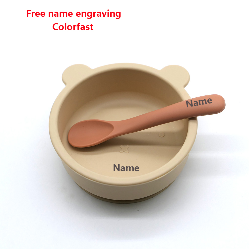 Silicone Suction Bowl - Zestaw naczyń dla dzieci: miseczka, łyżka,